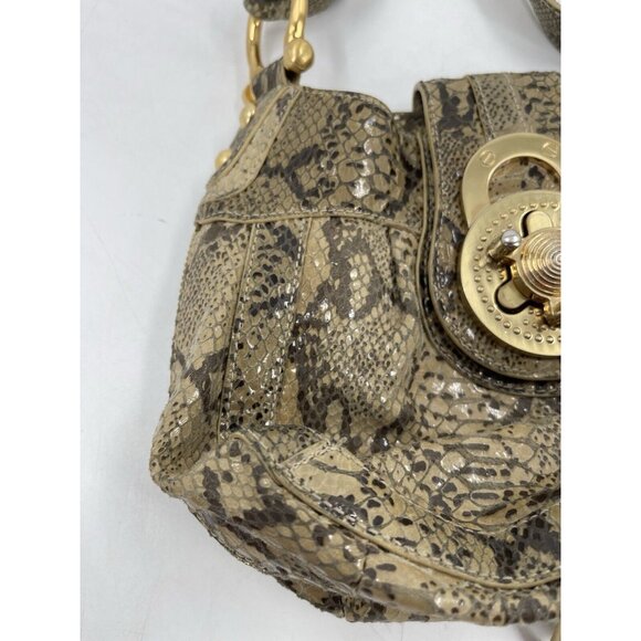 Steven By Steve Madden Faux‎ Python Shoulder Purse Gold Hardware Chain Strap - Picture 15 of 15